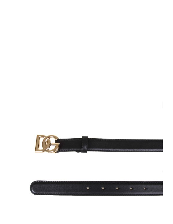 Dolce & Gabbana Belt In Calfskin With Crossed Dg Logo In Black