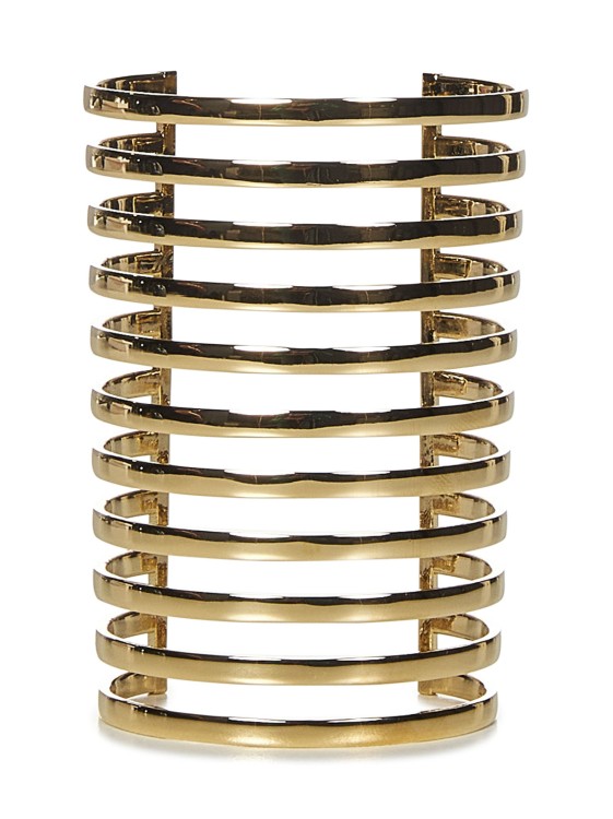 Shop Amina Muaddi Eleven-row Golden Bracelet