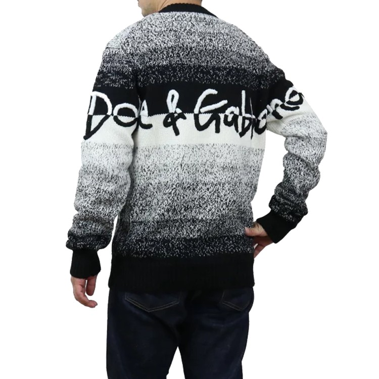 Shop Dolce & Gabbana Black Wool Logo Sweater In Grey