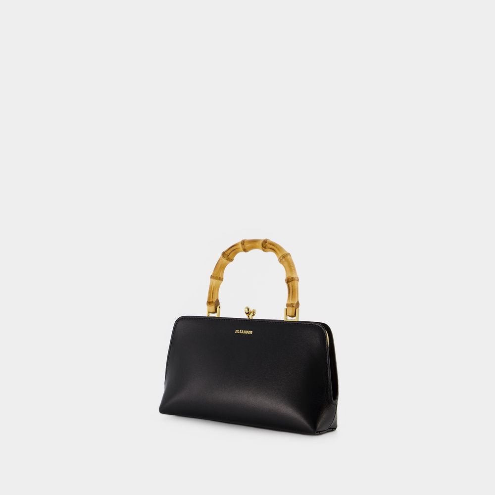 Jil Sander Leather Goji Square-frame Top-handle Bag In Black