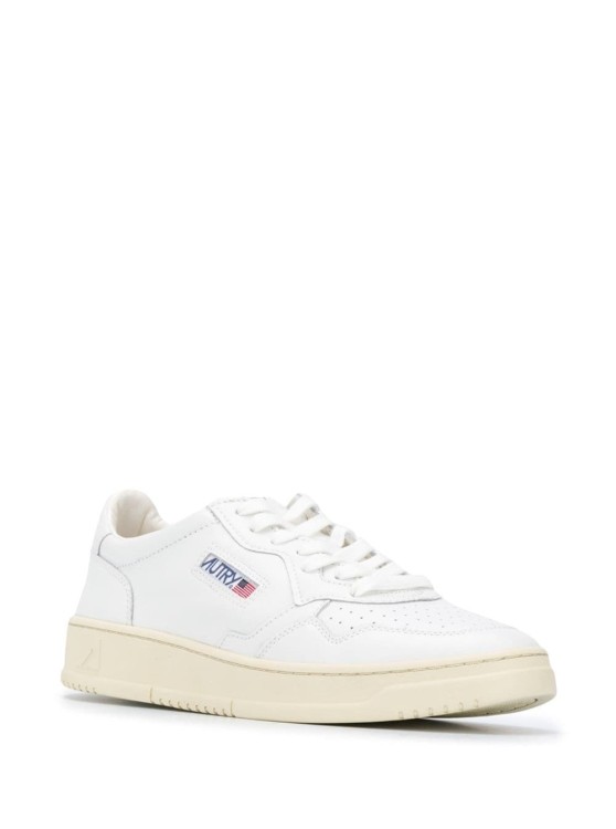 Shop Autry Medalist' White Low Top Sneakers With Logo Detail In Leather