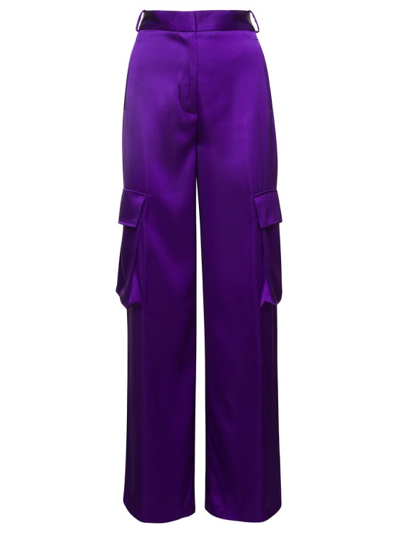 Shop Versace Purple Cargo Pants Satn Effect With Cargo Pockets In Viscose In Black