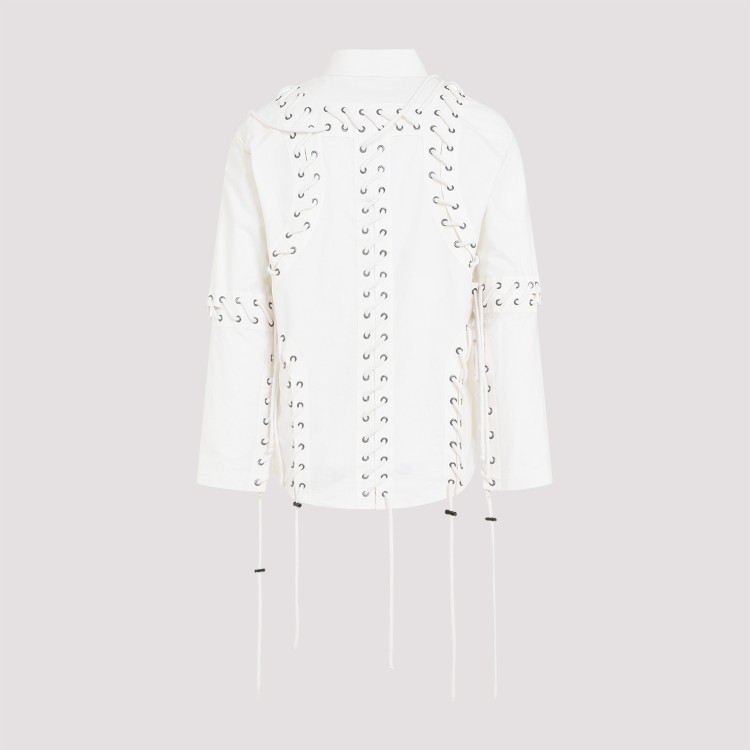Shop Craig Green Deconstructed Laced White Cotton Shirt