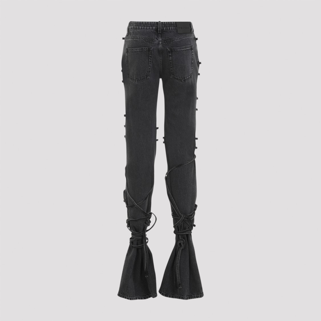 Alexander Mcqueen Flared Jeans With Unique Lace-up Detailing And High-quality Cotton Fabric In Black