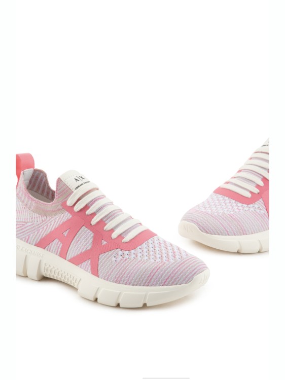 Armani Exchange Official Store Sock Sneakers In Stretch Fabric In Pink