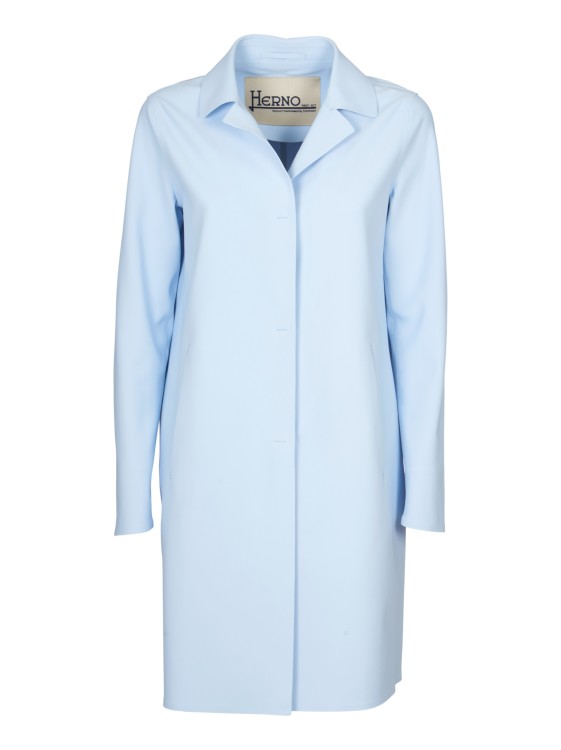 Shop Herno Light Blue Trench Coat Trench