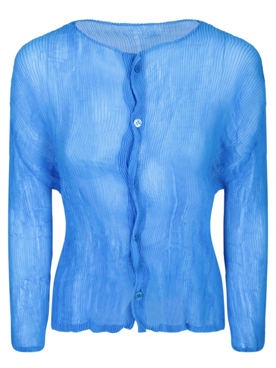 Shop Issey Miyake Chiffon Cardigan In Blue