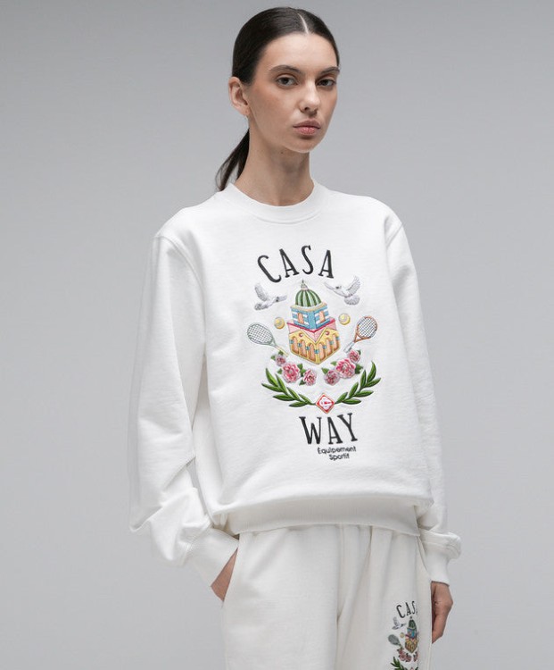 Shop Casablanca Casa Way Cotton Sweatshirt In White