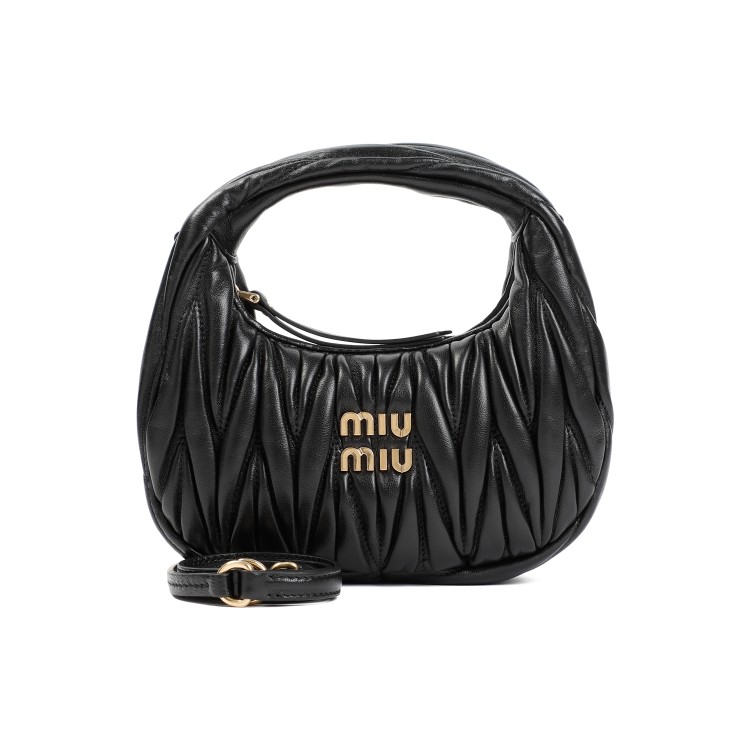 Miu Miu Nappa Lamb Leather Mini Bag In Black