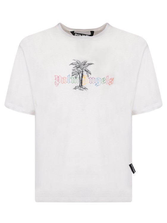 Palm Angels Frontal Logo T-shirt In White