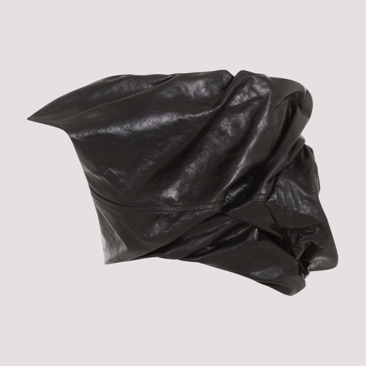 Rick Owens Black Draper Bustier Calf Leather Top In Black
