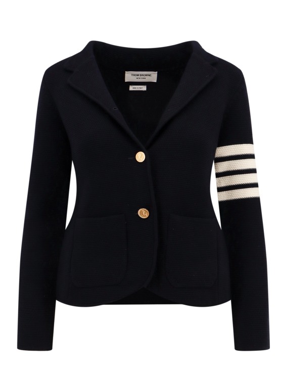 Shop Thom Browne Wool Blazer With Metal Buttons In Black