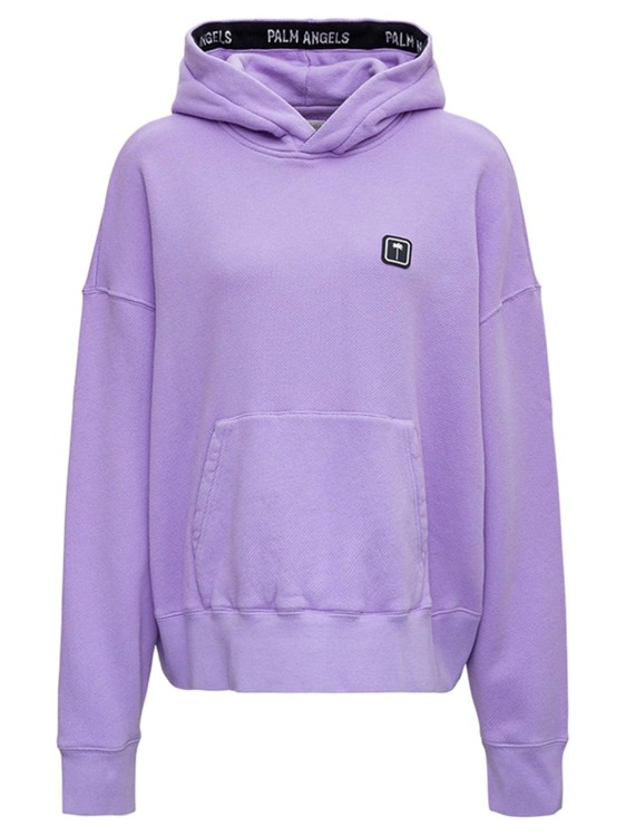 Shop Palm Angels Logo Hooded Sweatshirt In Purple