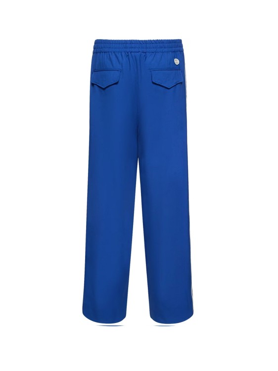 Shop Gucci Mohair Wool Trouser With Gg Incrocio Patch In Blue