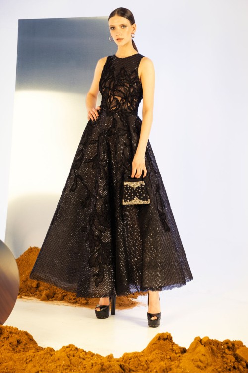 Shop Saiid Kobeisy Embroidered Sequin Midi Dress In Black