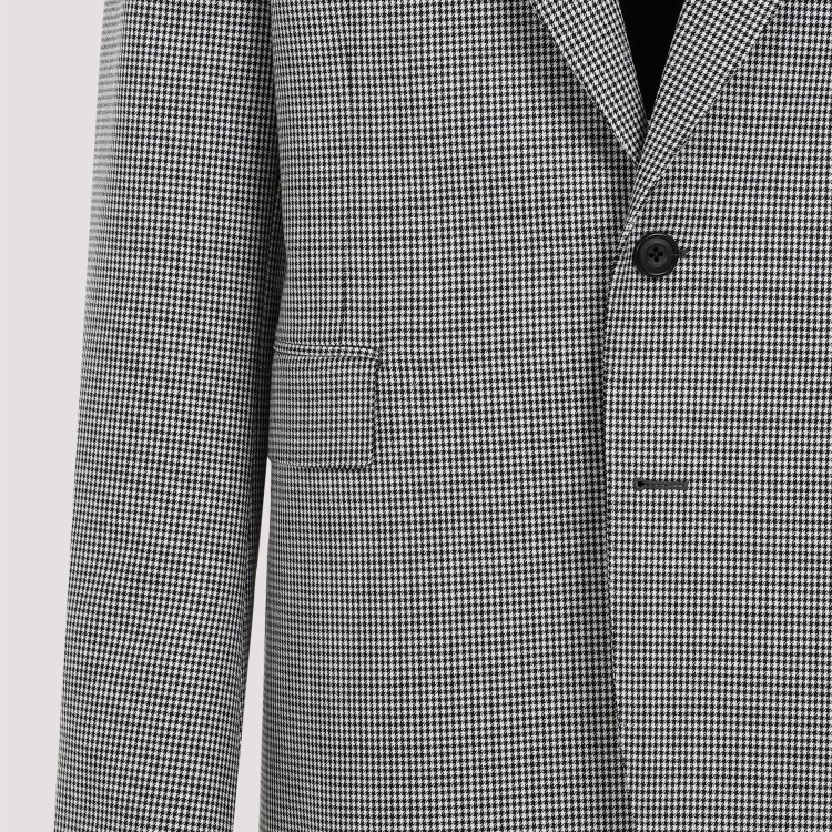 Shop Alexander Mcqueen Black White Wool Jacket In Grey