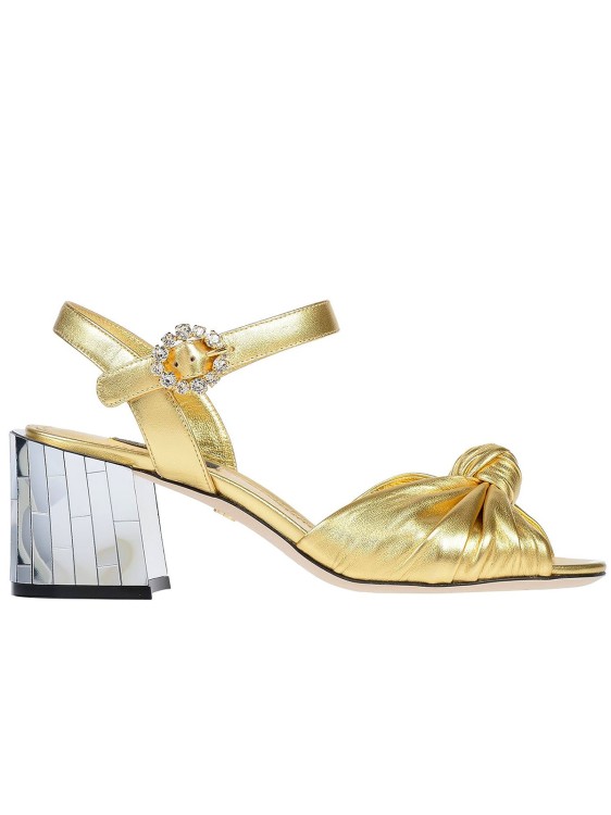 Dolce & Gabbana Keira Leather Sandals In Gold