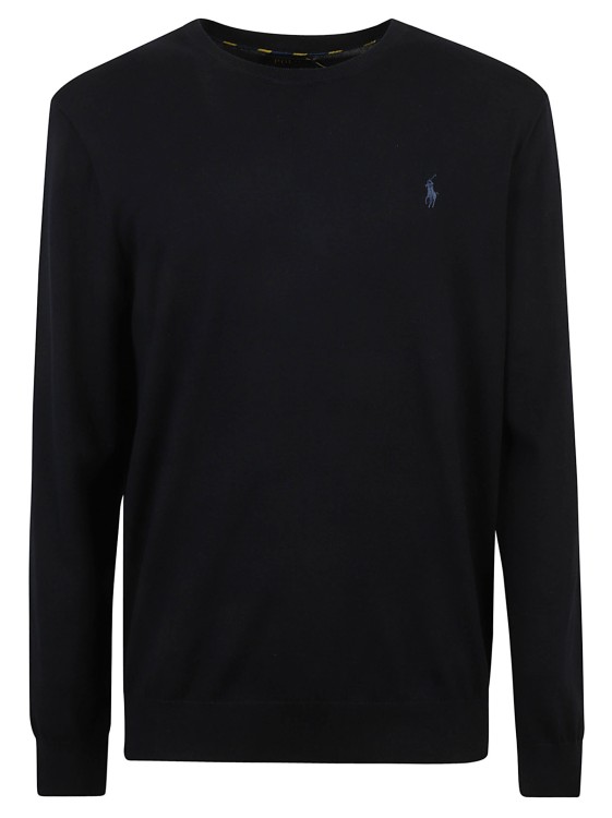 Shop Polo Ralph Lauren Navy Pony Jersey Sweater In Black