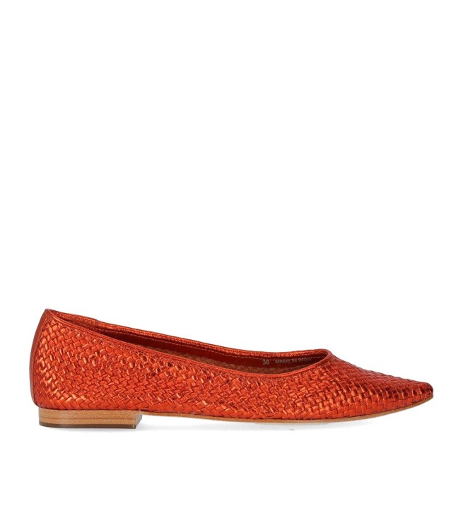 Shop Strategia Liya Orange Ballet Flat Shoe In Red
