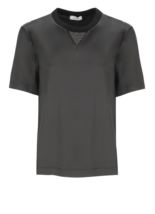 Shop Peserico Black Silk And Cotton Tshirt