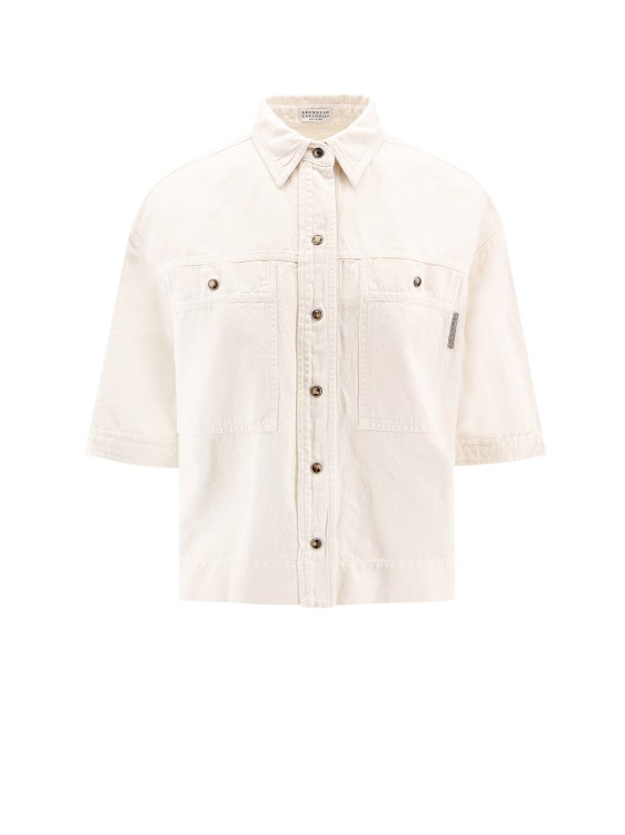 Shop Brunello Cucinelli Cotton And Linen Shirt In Neutrals