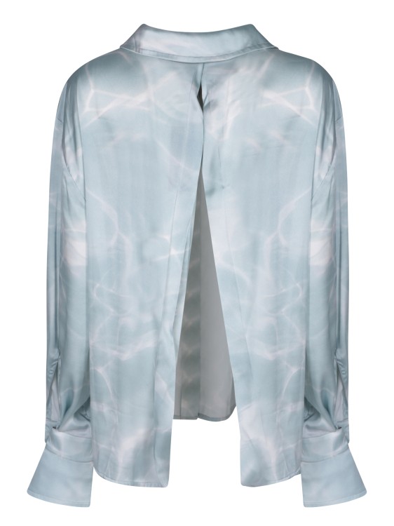 Shop Amen Long-sleeve Satin Shirt With A Marbled Effect In Blue