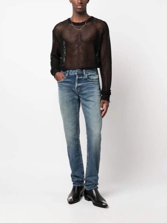 Straight Jeans With Faded Effect by Saint Laurent in Blue color for Luxury  Clothing