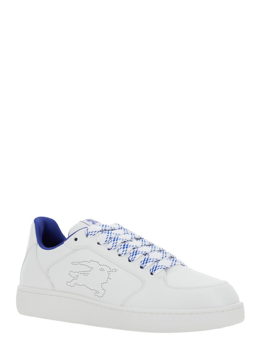 Shop Burberry Low Top Leather Sneakers In White