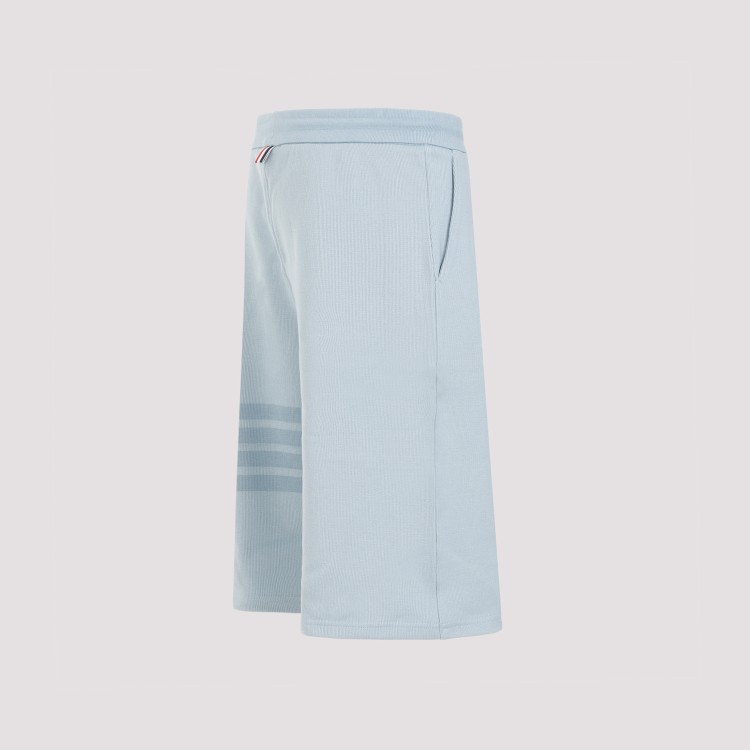Shop Thom Browne Light Blue Cotton Denim Sweat Shorts