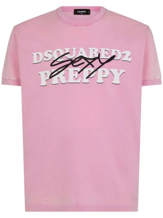 Shop Dsquared2 Pink Logo-print Cotton T-shirt