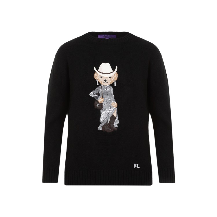 Polo Ralph Lauren Western Bear Black Cashmere Sweater