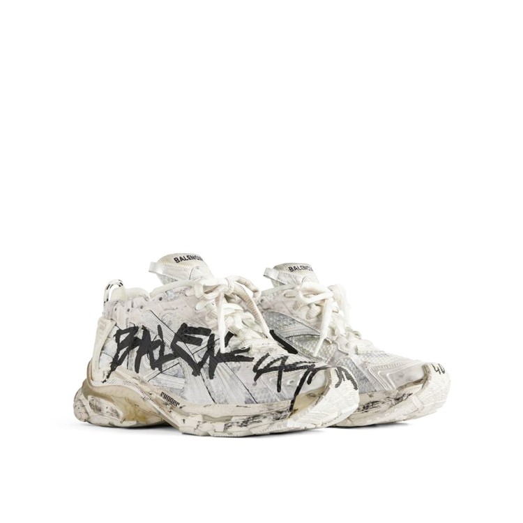 Shop Balenciaga Runner Graffiti Sneakers In Grey