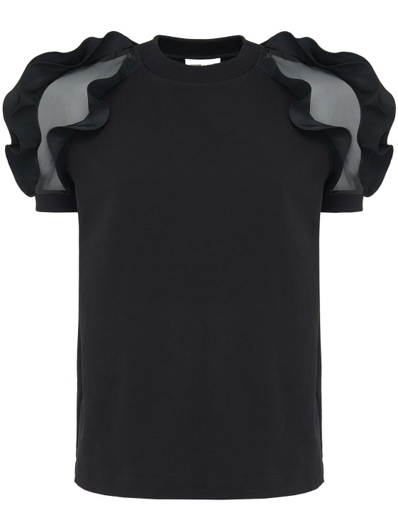Alexander Mcqueen Black Sheer-sleeve T-shirt