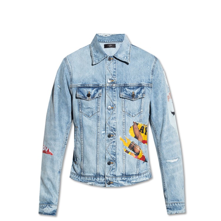 Shop Amiri Playboy Magazine Trucker Denim Jacket In Blue