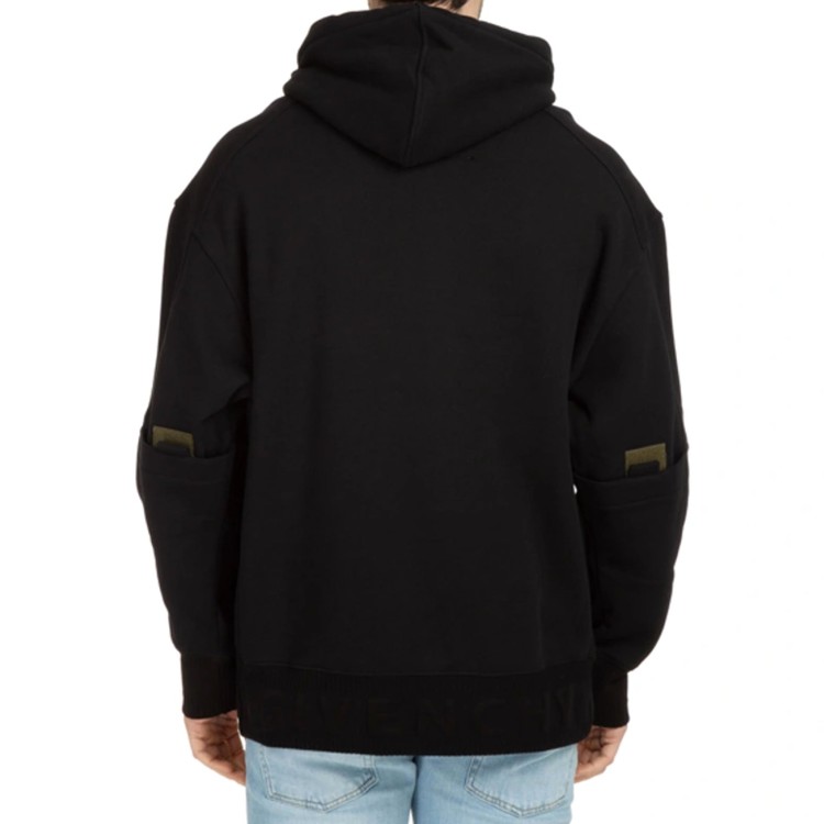 Shop Givenchy Cotton Logo Hooded Sweatshirt In Black