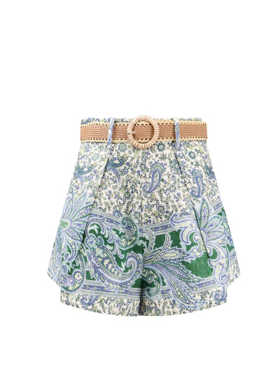 Shop Zimmermann Linen Shorts With Paisely Motif In Multicolor