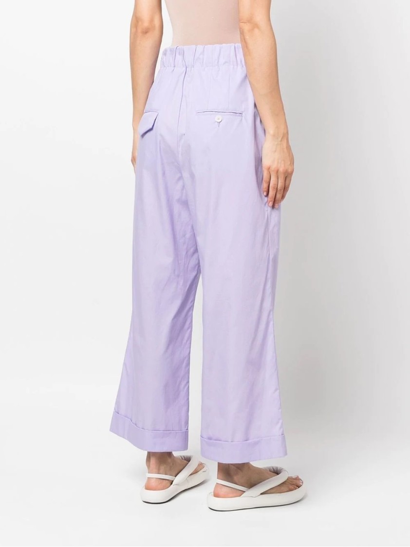 Jejia Elasticated-waist Cotton Culottes In Purple