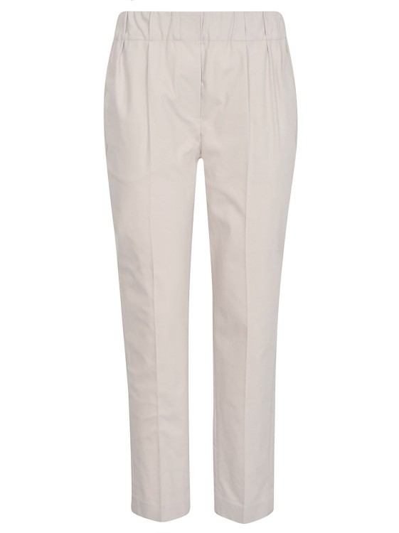 Shop Brunello Cucinelli Beige Straight Cropped Leg Trousers In White