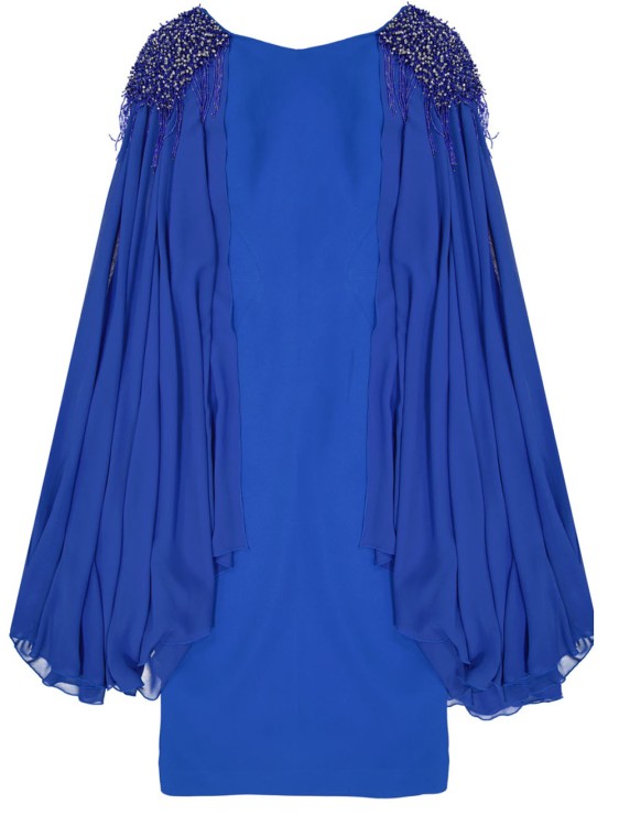 Shop Ivan Montesi Beaded Shoulders Dress In Blue