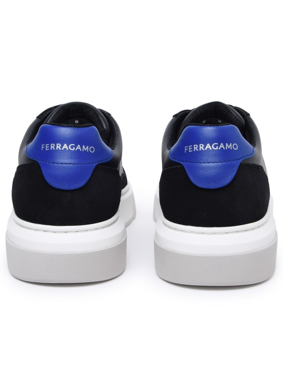 Shop Ferragamo Cassina' Black Leather Blend Sneakers