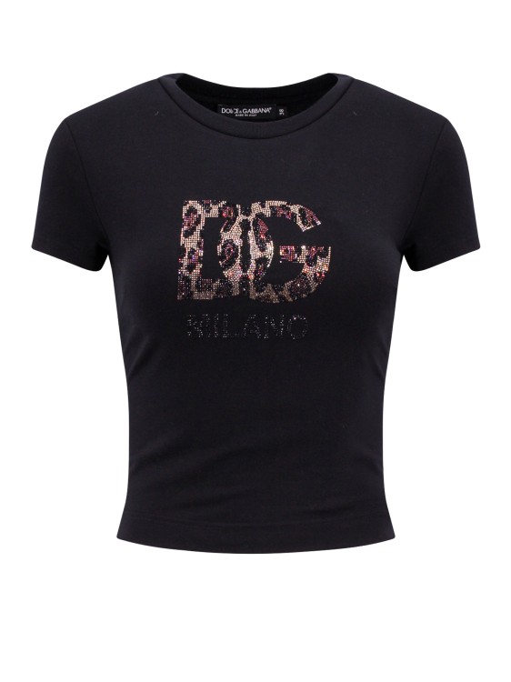Dolce & Gabbana Cotton T-shirt With Animalier Monogram In Black