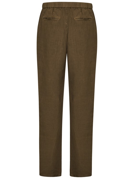 Shop Boglioli Brown Linen Straight-leg Trousers