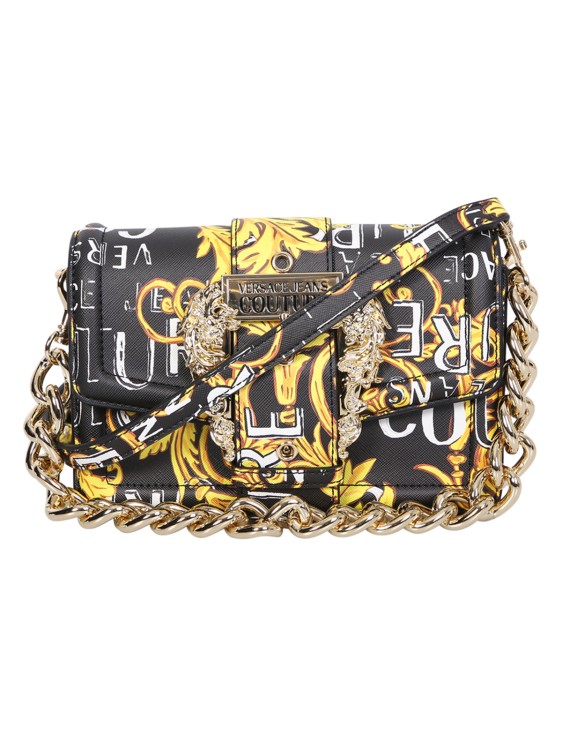 Versace Jeans Couture Baroque Buckle Printed Shoulder Bag In Neutrals