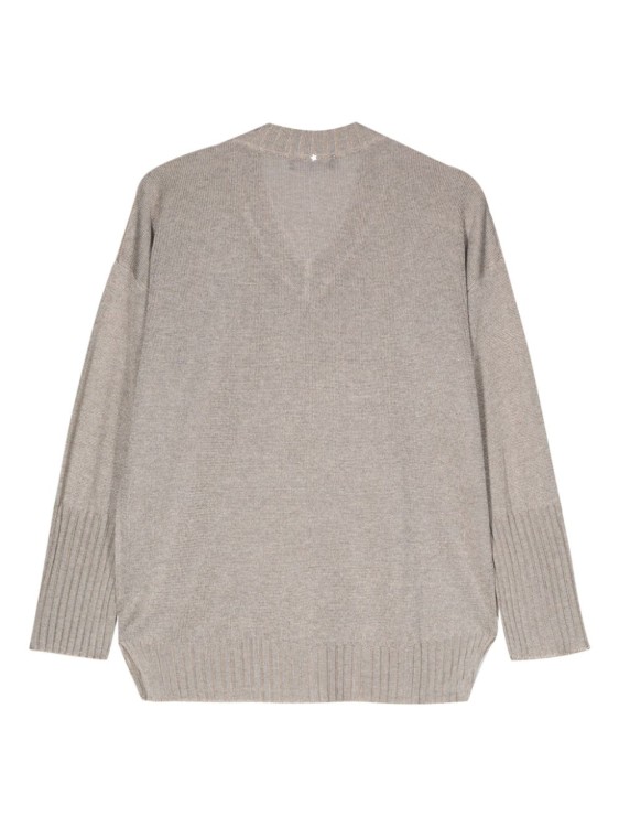 Shop Lorena Antoniazzi Metallic-threading Knitted Jumper In Grey