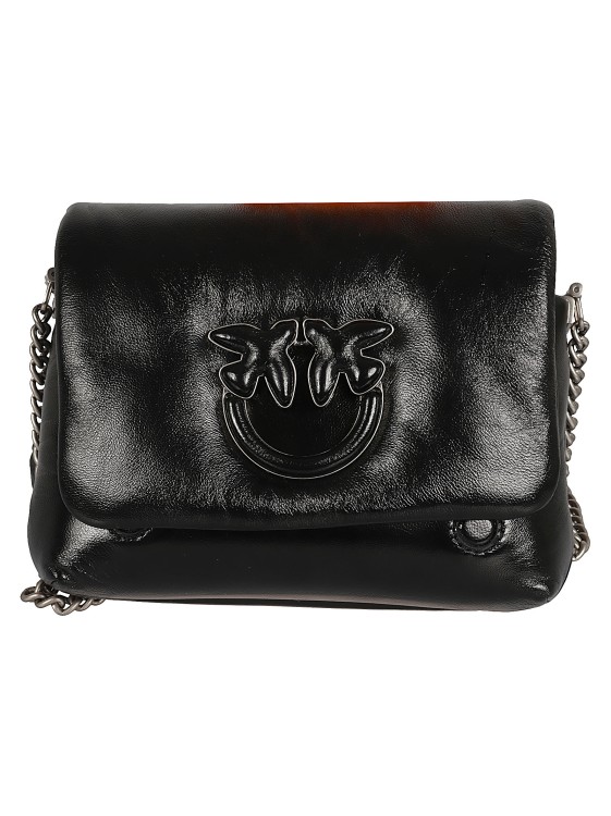 Shop Pinko Small Baby Click Puff Love Shoulder Bag In Black