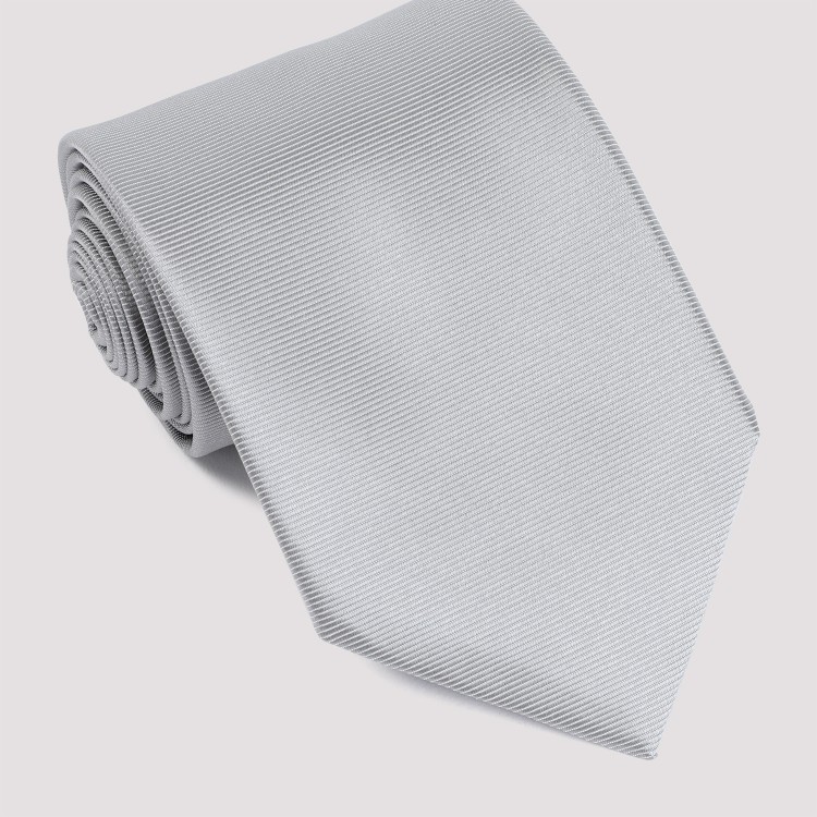 Shop Tom Ford 8cm Grey Silk Tie In White