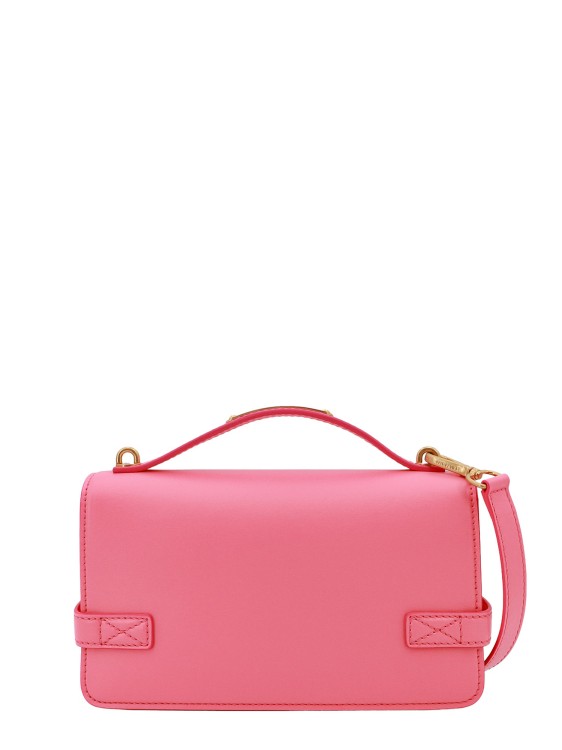 Shop Balmain Leather Handbag With Iconic Metal Closure In Pink