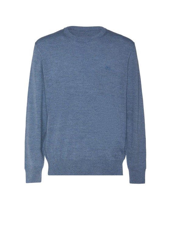 Shop Etro Wool Sweater With Embroidered Logo In Blue
