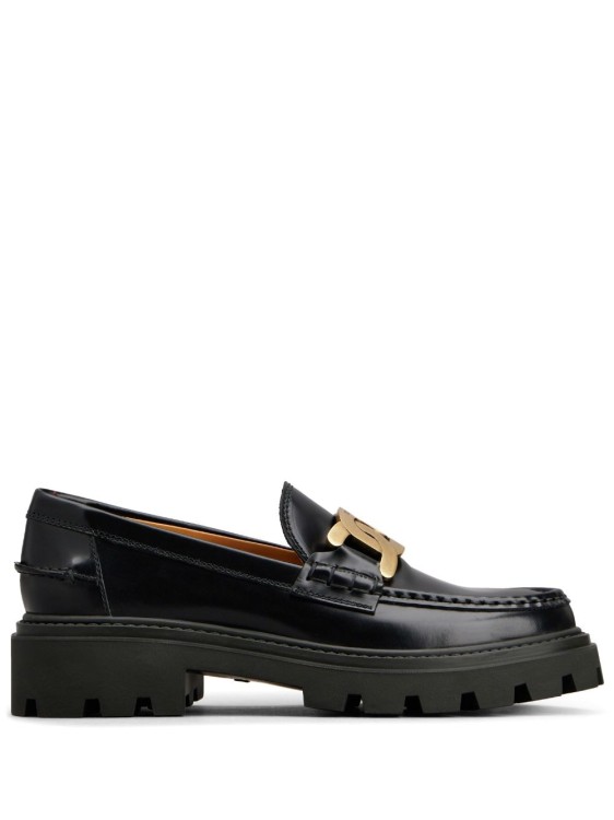 Tod's Gomma Pesante Embellished Glossed-leather Loafers In Black