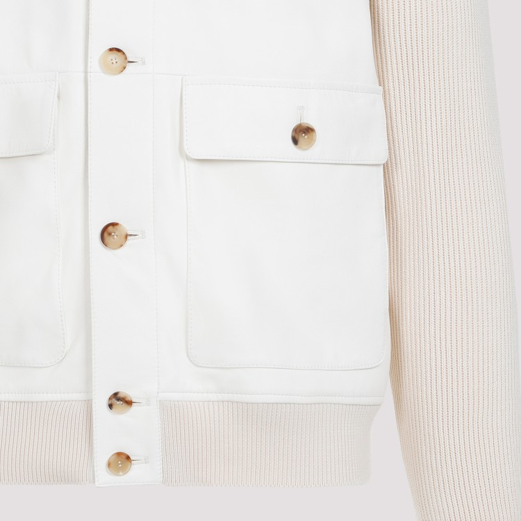 Shop Brunello Cucinelli Panama White Nappa Leather Jacket